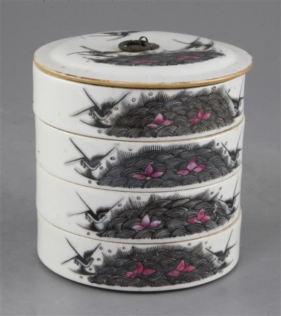 A Chinese Straits enamelled porcelain four tier kamcheng, early 20th century, height 13cm
